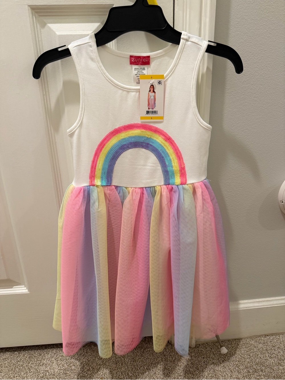 Adorable Zunie Girls rainbow tulle dress, size 6, brand new with original tags!